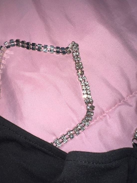 Black Embellished-Strap Rhinestone Bodycon Dress - Picture 4 of 4